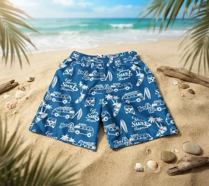 Short Infantil/ Juvenil con bolsillos trasero y delantero (Estampado Azul)